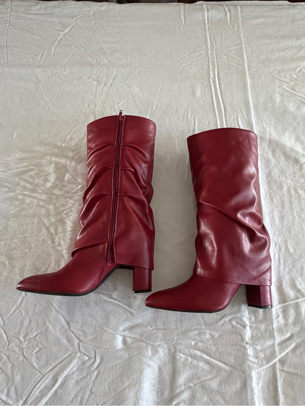 Unisa Burgundy Slouch Over-the-Knee Pointed Boots